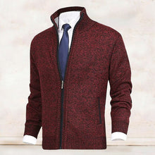 Load image into Gallery viewer, Men's Fashion Solid Color Stand Collar Cardigan Sweater Knit Jacket