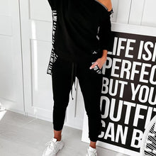 Load image into Gallery viewer, Zipper Design Letter Print Hooded Top & Pockets Pants