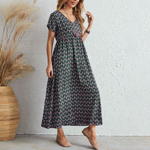 Load image into Gallery viewer, Short Sleeve V Neck Dress