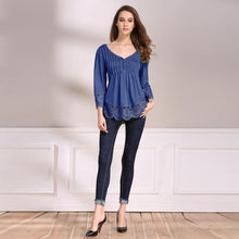Load image into Gallery viewer, V-Neck Splicing Single-Breasted Blouse