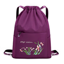 Load image into Gallery viewer, Embroidered Backpack with Drawstring