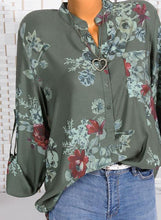 Load image into Gallery viewer, Floral Casual Stand Collar Long Sleeve Blouses