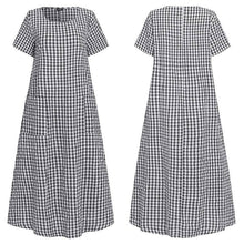 Load image into Gallery viewer, Short-Sleeved Plaid Dress