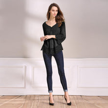 Load image into Gallery viewer, V-Neck Splicing Single-Breasted Blouse