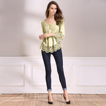 Load image into Gallery viewer, V-Neck Splicing Single-Breasted Blouse