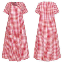 Load image into Gallery viewer, Short-Sleeved Plaid Dress