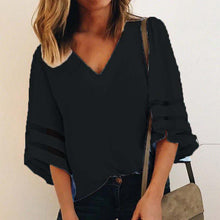 Load image into Gallery viewer, Women's V Neck Mesh Panel Blouse