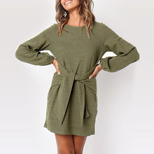 Load image into Gallery viewer, Women's Elegant Knitted Bodycon Tie Waist Sweater Pencil Dress