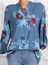Load image into Gallery viewer, Floral Casual Stand Collar Long Sleeve Blouses