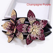 Load image into Gallery viewer, Rhinestone Double Flower Hair Clip