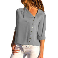 Load image into Gallery viewer, Women Skew Collar Solid Office Casual Blouse