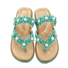 Load image into Gallery viewer, Women's Bohemian Sparkle Bling Flip Flops