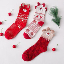 Load image into Gallery viewer, Christmas Cartoon Jacquard Cotton Women's Socks, 3 Sets