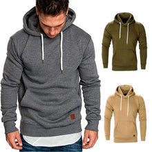 Load image into Gallery viewer, Loose Plain Lace Up Pullover Men's Hoodie with Pocket