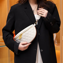 Load image into Gallery viewer, Cowhide Leather Rhombus Pattern Waist Bag