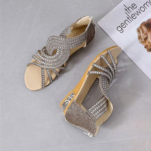 Load image into Gallery viewer, Roman Style Rhinestone Flat Sandals