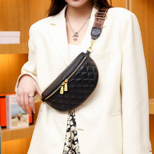 Load image into Gallery viewer, Cowhide Leather Rhombus Pattern Waist Bag