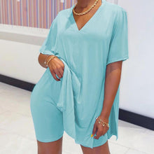 Load image into Gallery viewer, V-neck Batwing Sleeve Top & Short Set