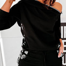 Load image into Gallery viewer, Zipper Design Letter Print Hooded Top & Pockets Pants