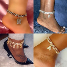 Load image into Gallery viewer, Hip Hop Initial Letters Pendant Anklets