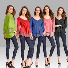 Load image into Gallery viewer, V-Neck Splicing Single-Breasted Blouse