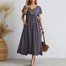 Load image into Gallery viewer, Short Sleeve V Neck Dress