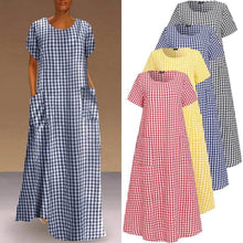 Load image into Gallery viewer, Short-Sleeved Plaid Dress