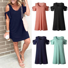 Load image into Gallery viewer, V-Neck Dew Shoulder Dress