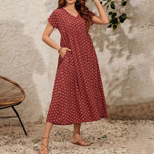 Load image into Gallery viewer, Short Sleeve V Neck Dress