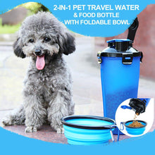 Load image into Gallery viewer, 2-in-1 Pet Travel Water & Food Bottle with Foldable Bowl