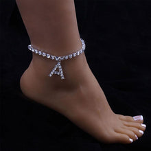 Load image into Gallery viewer, Rhinestone Letter Anklets