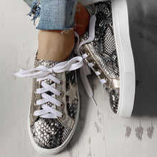 Load image into Gallery viewer, Glitter Lace-Up Star Pattern Casual Sneakers