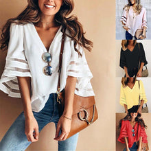 Load image into Gallery viewer, Women's V Neck Mesh Panel Blouse