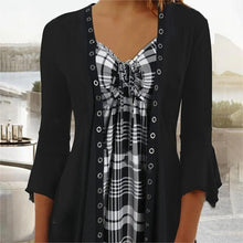 Load image into Gallery viewer, Plaid Patchwork 3/4 Sleeve Top