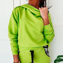 Load image into Gallery viewer, Zipper Design Letter Print Hooded Top & Pockets Pants