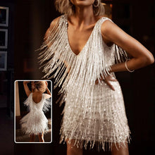 Load image into Gallery viewer, Sexy V-Neck Sleeveless Fringe Dress