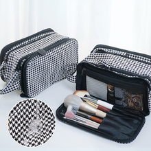 Load image into Gallery viewer, Houndstooth Large Capacity Cosmetic Bag