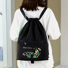 Load image into Gallery viewer, Embroidered Backpack with Drawstring