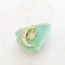 Load image into Gallery viewer, Crescent Moon & Sun Necklace