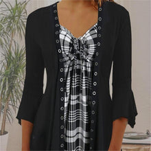 Load image into Gallery viewer, Plaid Patchwork 3/4 Sleeve Top