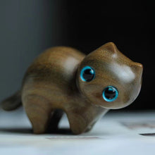 Load image into Gallery viewer, Handmade Wood Carved Cats Decoration