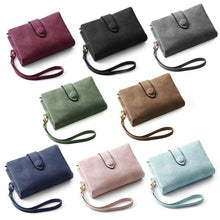 Load image into Gallery viewer, Small Trifold Wallet for Women, Purse with Wrist Strap & Card Slot