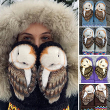 Load image into Gallery viewer, Hand Knitted Nordic Mittens With Owls