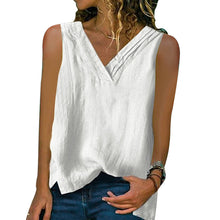 Load image into Gallery viewer, Sleeveless Solid Cotton Linen T-Shirt