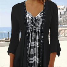 Load image into Gallery viewer, Plaid Patchwork 3/4 Sleeve Top