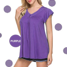 Load image into Gallery viewer, Women's V Neck Pleated Tunic Tops