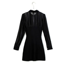 Load image into Gallery viewer, Sheer Mesh & Stripes Keyhole Front Bodycon Dress