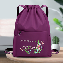 Load image into Gallery viewer, Embroidered Backpack with Drawstring