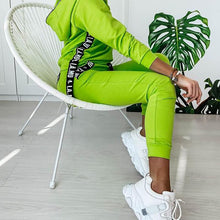 Load image into Gallery viewer, Zipper Design Letter Print Hooded Top & Pockets Pants