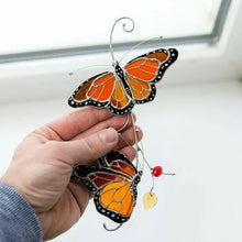 Load image into Gallery viewer, Stained Monarch Butterfly Glass Window Decor